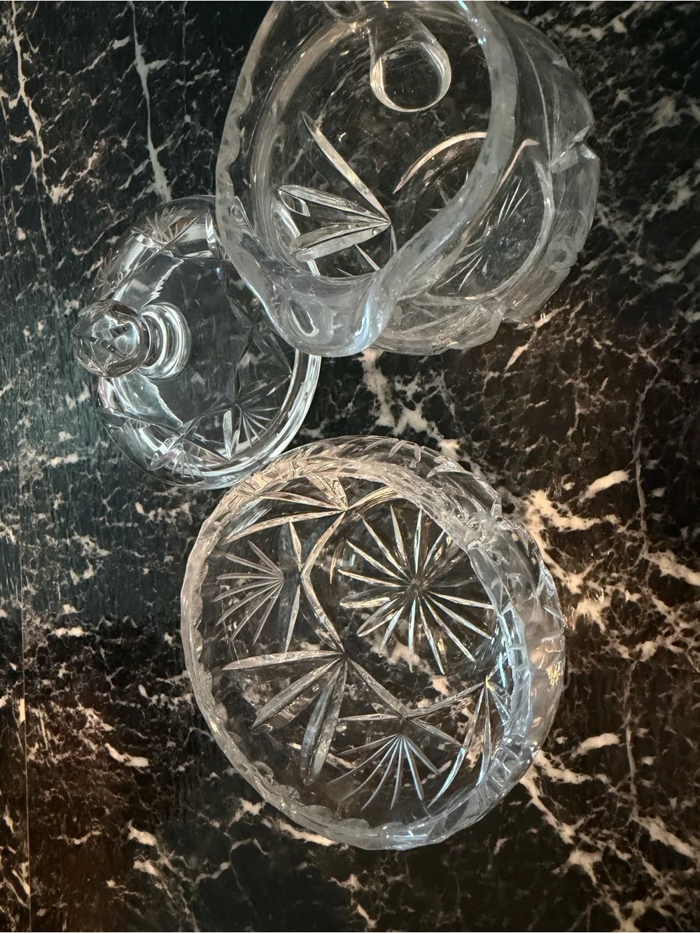 Vintage Anchor Hocking Clear Glass Creamer Covered Sugar Bowl Set with Lid
